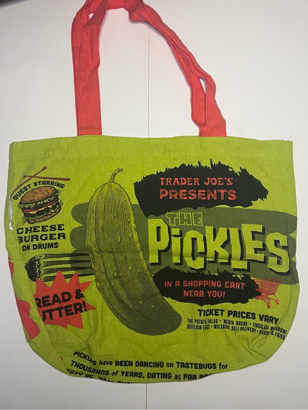 Trader Joe's Discontinued Viral Pickle Graphic Canvas Tote